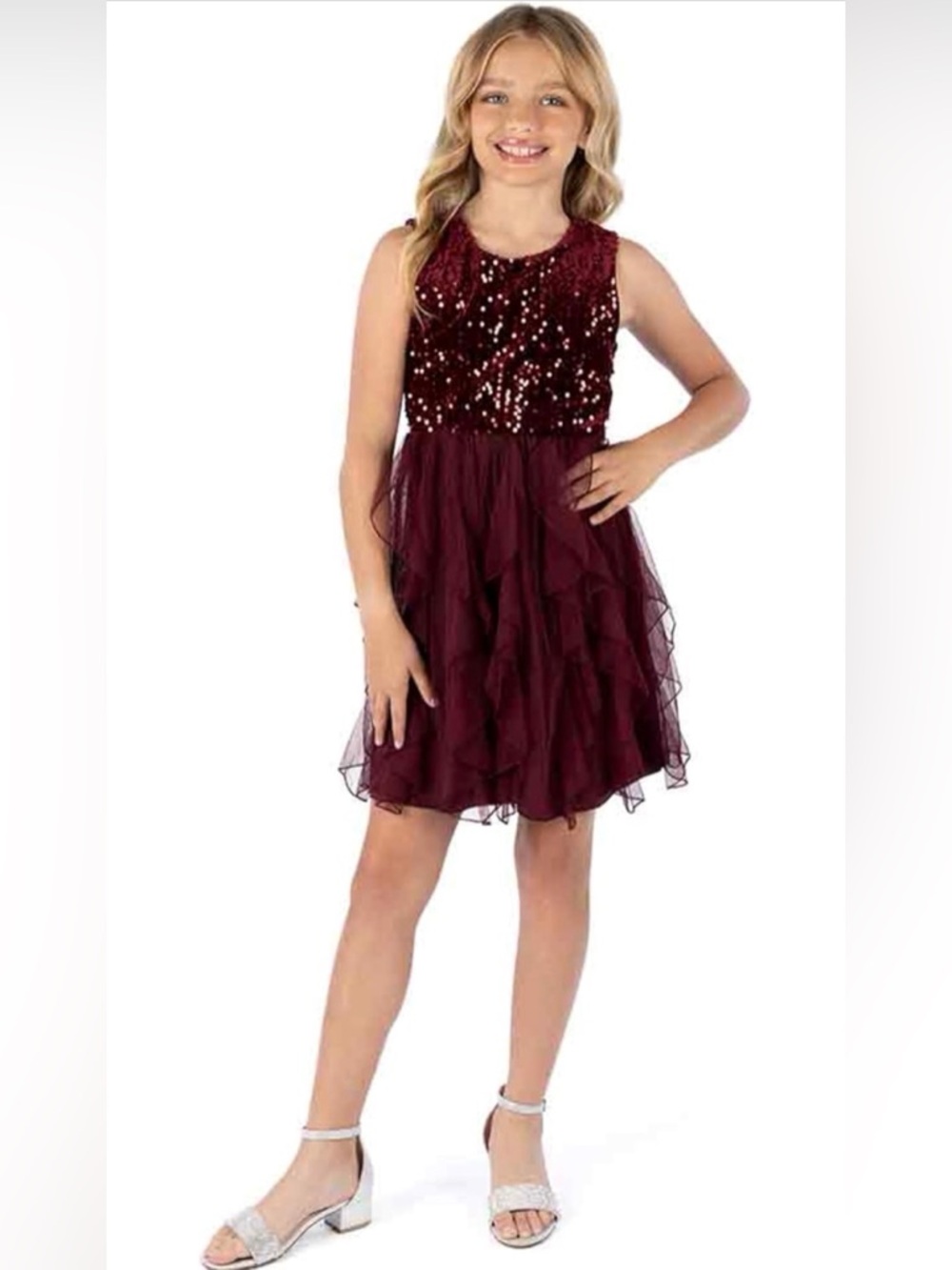 Speechless Girls' Sleeveless Sequin Bodice Party Dress
